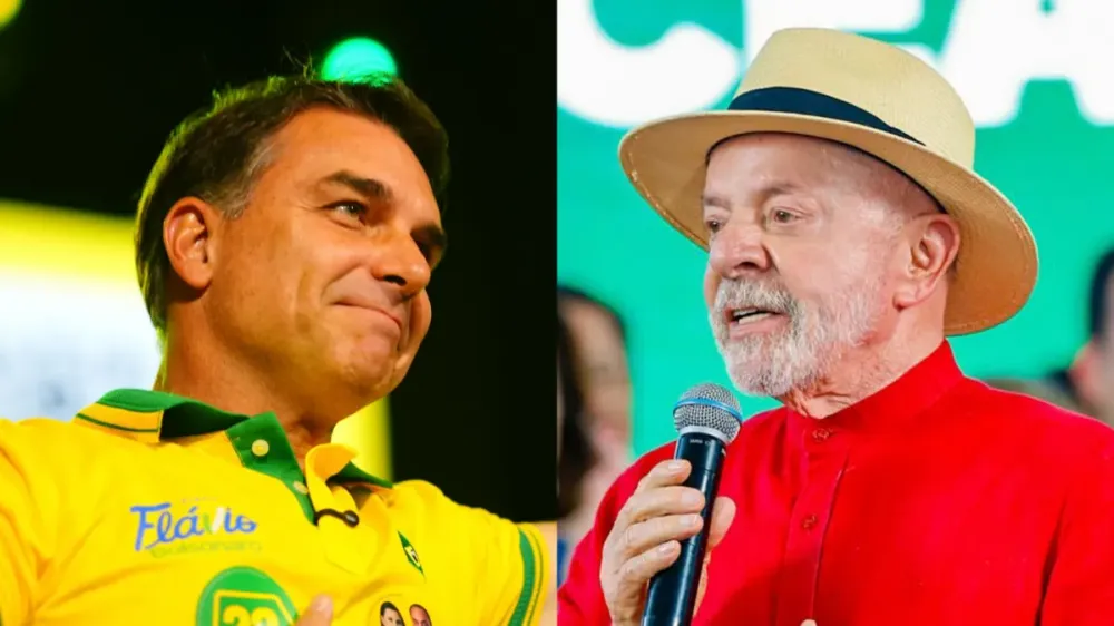 enador Flávio Bolsonaro (PL) e o presidente Luiz Inácio Lula da Silva (PT) • Reprodução